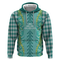 Teal Palaka Hawaii Iwa Bird Hoodie Hawaiian Kakau Jade Vine Lei - Polynesian Pride