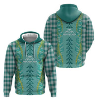 Teal Palaka Hawaii Iwa Bird Hoodie Hawaiian Kakau Jade Vine Lei - Polynesian Pride