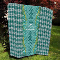 Teal Palaka Hawaii Iwa Bird Quilt Hawaiian Kakau Jade Vine Lei - Polynesian Pride