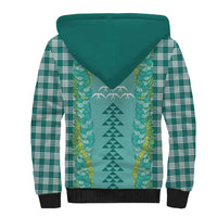 Teal Palaka Hawaii Iwa Bird Sherpa Hoodie Hawaiian Kakau Jade Vine Lei - Polynesian Pride