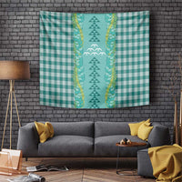 Teal Palaka Hawaii Iwa Bird Tapestry Hawaiian Kakau Jade Vine Lei - Polynesian Pride