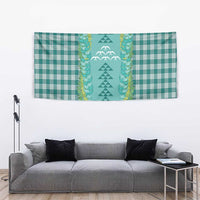 Teal Palaka Hawaii Iwa Bird Tapestry Hawaiian Kakau Jade Vine Lei - Polynesian Pride