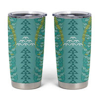 Teal Palaka Hawaii Iwa Bird Tumbler Cup Hawaiian Kakau Jade Vine Lei - Polynesian Pride