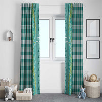 Teal Palaka Hawaii Iwa Bird Window Curtain Hawaiian Kakau Jade Vine Lei - Polynesian Pride