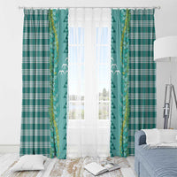 Teal Palaka Hawaii Iwa Bird Window Curtain Hawaiian Kakau Jade Vine Lei - Polynesian Pride
