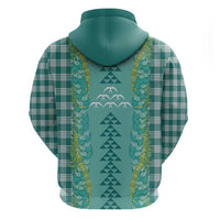 Teal Palaka Hawaii Iwa Bird Zip Hoodie Hawaiian Kakau Jade Vine Lei - Polynesian Pride