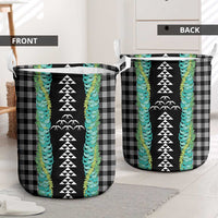 Black Palaka Hawaii Iwa Bird Laundry Basket Hawaiian Kakau Jade Vine Lei - Polynesian Pride
