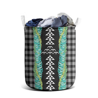 Black Palaka Hawaii Iwa Bird Laundry Basket Hawaiian Kakau Jade Vine Lei - Polynesian Pride
