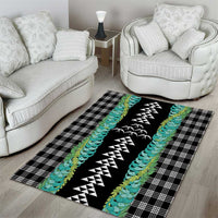 Black Palaka Hawaii Iwa Bird Area Rug Hawaiian Kakau Jade Vine Lei - Polynesian Pride