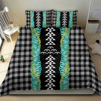 Black Palaka Hawaii Iwa Bird Bedding Set Hawaiian Kakau Jade Vine Lei - Polynesian Pride