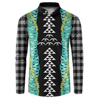 Black Palaka Hawaii Iwa Bird Button Sweatshirt Hawaiian Kakau Jade Vine Lei - Polynesian Pride