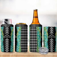 Black Palaka Hawaii Iwa Bird 4 in 1 Can Cooler Tumbler Hawaiian Kakau Jade Vine Lei - Polynesian Pride