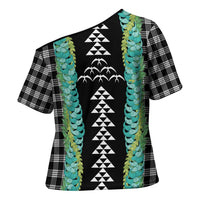 Black Palaka Hawaii Iwa Bird Cross Shoulder Shirt Hawaiian Kakau Jade Vine Lei LT14 - Polynesian Pride