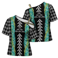 Black Palaka Hawaii Iwa Bird Cross Shoulder Shirt Hawaiian Kakau Jade Vine Lei LT14 - Polynesian Pride