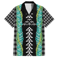 Black Palaka Hawaii Iwa Bird Family Matching Off Shoulder Short Dress and Hawaiian Shirt Hawaiian Kakau Jade Vine Lei LT14 Dad's Shirt - Short Sleeve Black - Polynesian Pride