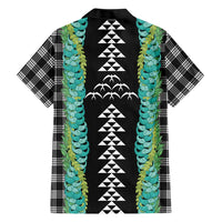 Black Palaka Hawaii Iwa Bird Family Matching Off Shoulder Short Dress and Hawaiian Shirt Hawaiian Kakau Jade Vine Lei LT14 - Polynesian Pride