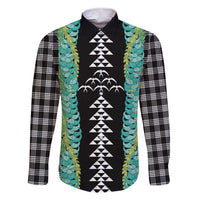 Black Palaka Hawaii Iwa Bird Family Matching Short Sleeve Bodycon Dress and Hawaiian Shirt Hawaiian Kakau Jade Vine Lei - Polynesian Pride