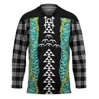 Black Palaka Hawaii Iwa Bird Hockey Jersey Hawaiian Kakau Jade Vine Lei LT14 Unisex Black - Polynesian Pride