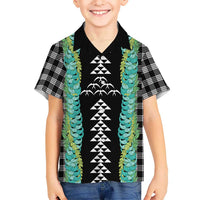 Black Palaka Hawaii Iwa Bird Kid Hawaiian Shirt Hawaiian Kakau Jade Vine Lei LT14 Kid Black - Polynesian Pride
