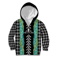 Black Palaka Hawaii Iwa Bird Kid Hoodie Hawaiian Kakau Jade Vine Lei - Polynesian Pride