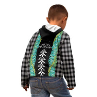 Black Palaka Hawaii Iwa Bird Kid Hoodie Hawaiian Kakau Jade Vine Lei - Polynesian Pride