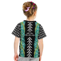 Black Palaka Hawaii Iwa Bird Kid T Shirt Hawaiian Kakau Jade Vine Lei - Polynesian Pride
