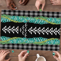 Black Palaka Hawaii Iwa Bird Puzzle Hawaiian Kakau Jade Vine Lei - Polynesian Pride