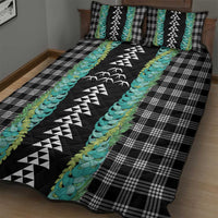 Black Palaka Hawaii Iwa Bird Quilt Bed Set Hawaiian Kakau Jade Vine Lei - Polynesian Pride