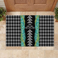 Black Palaka Hawaii Iwa Bird Rubber Doormat Hawaiian Kakau Jade Vine Lei - Polynesian Pride