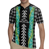Black Palaka Hawaii Iwa Bird Rugby Jersey Hawaiian Kakau Jade Vine Lei - Polynesian Pride