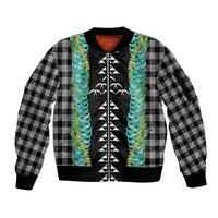 Black Palaka Hawaii Iwa Bird Sleeve Zip Bomber Jacket Hawaiian Kakau Jade Vine Lei - Polynesian Pride