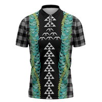 Black Palaka Hawaii Iwa Bird Zipper Polo Shirt Hawaiian Kakau Jade Vine Lei LT14 Black - Polynesian Pride