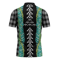 Black Palaka Hawaii Iwa Bird Zipper Polo Shirt Hawaiian Kakau Jade Vine Lei LT14 - Polynesian Pride