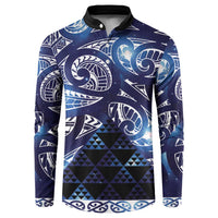 Matariki New Zealand Button Sweatshirt NZ Niho Taniwha Maori New Year Blue Galaxy