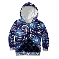 Matariki New Zealand Kid Hoodie NZ Niho Taniwha Maori New Year Blue Galaxy LT14 Hoodie Blue - Polynesian Pride