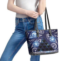 Matariki New Zealand Leather Tote Bag NZ Niho Taniwha Maori New Year Blue Galaxy