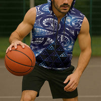 Matariki New Zealand Sleeveless Zip Hoodie NZ Niho Taniwha Maori New Year Blue Galaxy LT14 - Polynesian Pride