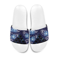Matariki New Zealand Slide Sandals NZ Niho Taniwha Maori New Year Blue Galaxy