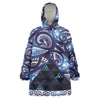 Matariki New Zealand Wearable Blanket Hoodie NZ Niho Taniwha Maori New Year Blue Galaxy LT14 One Size Blue - Polynesian Pride