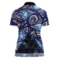 Matariki New Zealand Women Polo Shirt NZ Niho Taniwha Maori New Year Blue Galaxy LT14 - Polynesian Pride