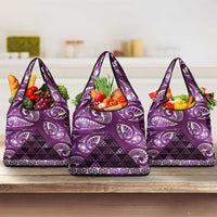 Matariki New Zealand Grocery Bag NZ Niho Taniwha Maori New Year Purple Galaxy LT14 3-pack One Size Purple - Polynesian Pride