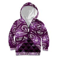 Matariki New Zealand Kid Hoodie NZ Niho Taniwha Maori New Year Purple Galaxy LT14 Zip Hoodie Purple - Polynesian Pride