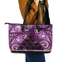 Matariki New Zealand Leather Tote Bag NZ Niho Taniwha Maori New Year Purple Galaxy LT14 - Polynesian Pride