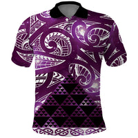 Matariki New Zealand Polo Shirt NZ Niho Taniwha Maori New Year Purple Galaxy LT14 Purple - Polynesian Pride