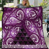 Matariki New Zealand Quilt NZ Niho Taniwha Maori New Year Purple Galaxy LT14 Purple - Polynesian Pride
