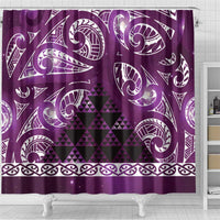Matariki New Zealand Shower Curtain NZ Niho Taniwha Maori New Year Purple Galaxy LT14 - Polynesian Pride