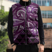 Matariki New Zealand Sleeveless Puffer Jacket NZ Niho Taniwha Maori New Year Purple Galaxy