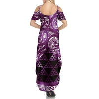 Matariki New Zealand Summer Maxi Dress NZ Niho Taniwha Maori New Year Purple Galaxy LT14 - Polynesian Pride