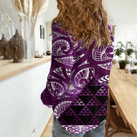 Matariki New Zealand Women Casual Shirt NZ Niho Taniwha Maori New Year Purple Galaxy