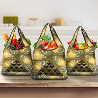 Matariki New Zealand Grocery Bag NZ Niho Taniwha Maori New Year Yellow Galaxy LT14 3-pack One Size Yellow - Polynesian Pride